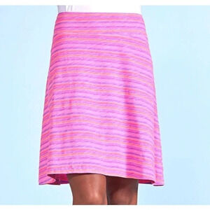 Fresh Produce Flamingo Pink Promenade Stripe Marina Midi Skirt Size Small